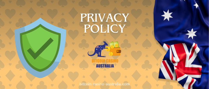 website logo, privacy icon and australian flag on yellow background