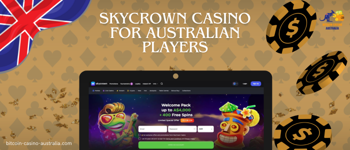 poker chips, casino skycrown monitor and website logo on yellow background